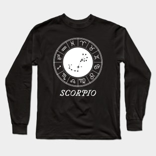 Scorpio Zodiac Sign Design With Constellation Long Sleeve T-Shirt